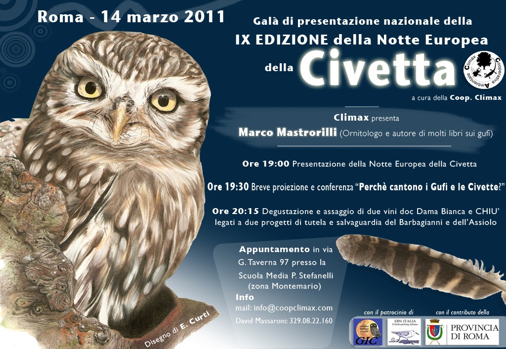 A Roma il 14 marzo GALA'' notte europea della civetta